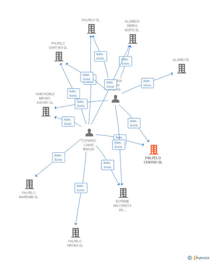 Vinculaciones societarias de PALPELO CENTRO SL