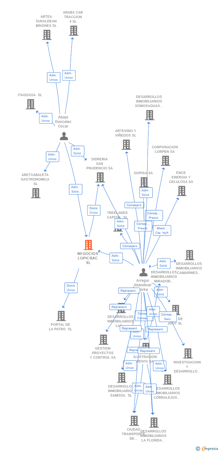 Vinculaciones societarias de NEGOCIOS LOPICRAC SL