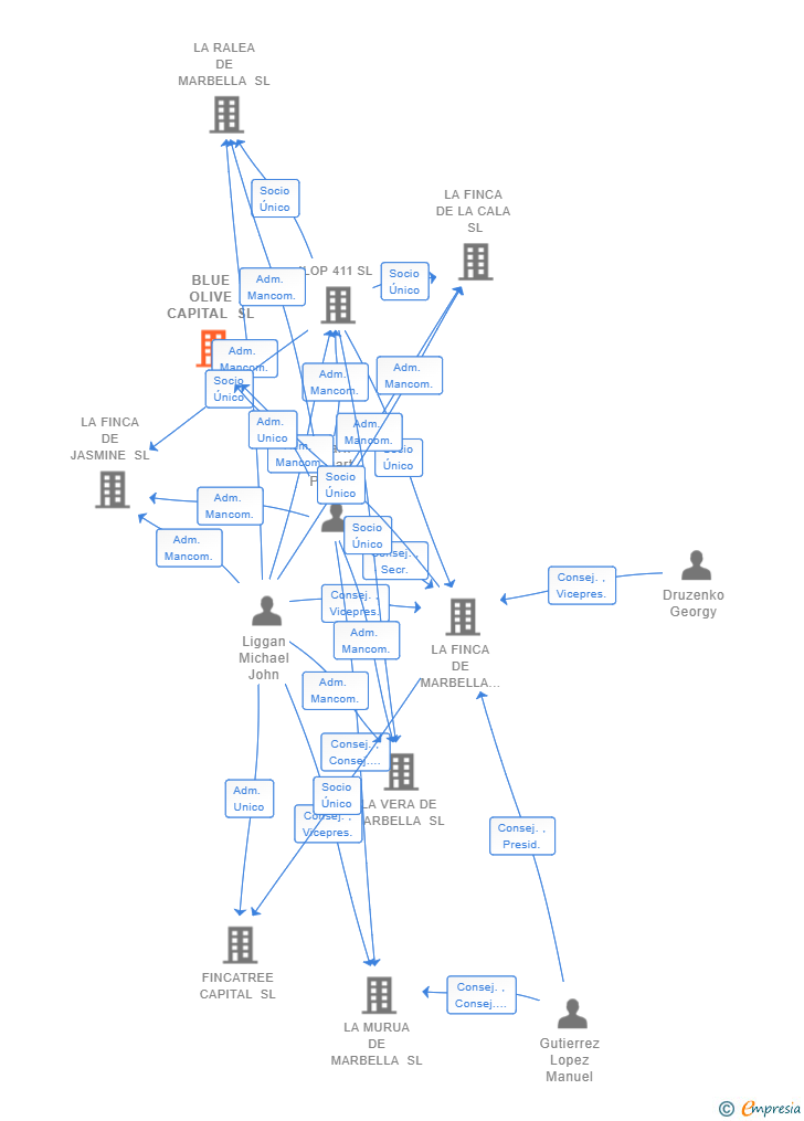 Vinculaciones societarias de BLUE OLIVE CAPITAL SL