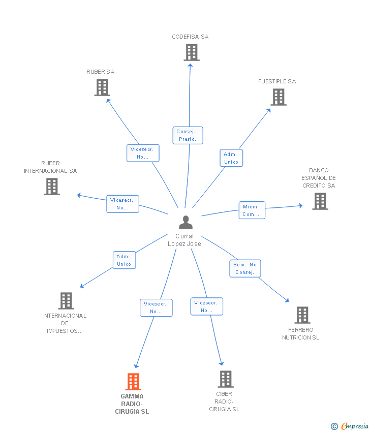 Vinculaciones societarias de GAMMA RADIO-CIRUGIA SL