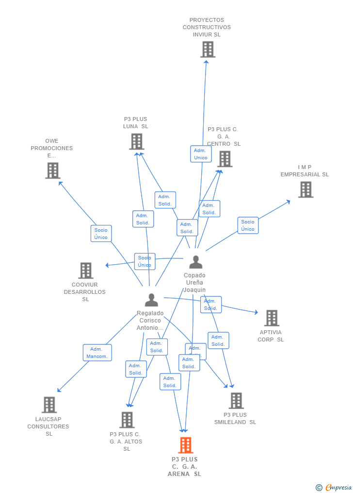 Vinculaciones societarias de P3 PLUS C. G. A. ARENA SL