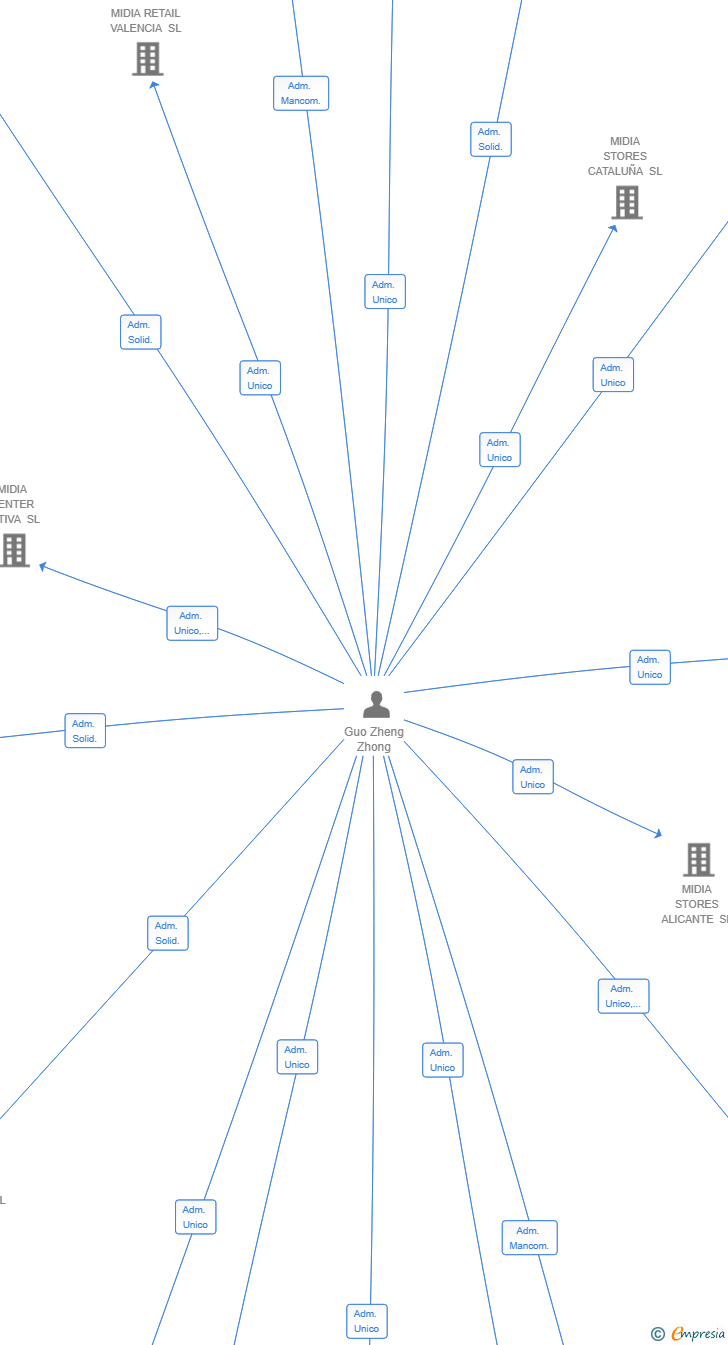 Vinculaciones societarias de MIDIA GESTION ESPAÑA SL