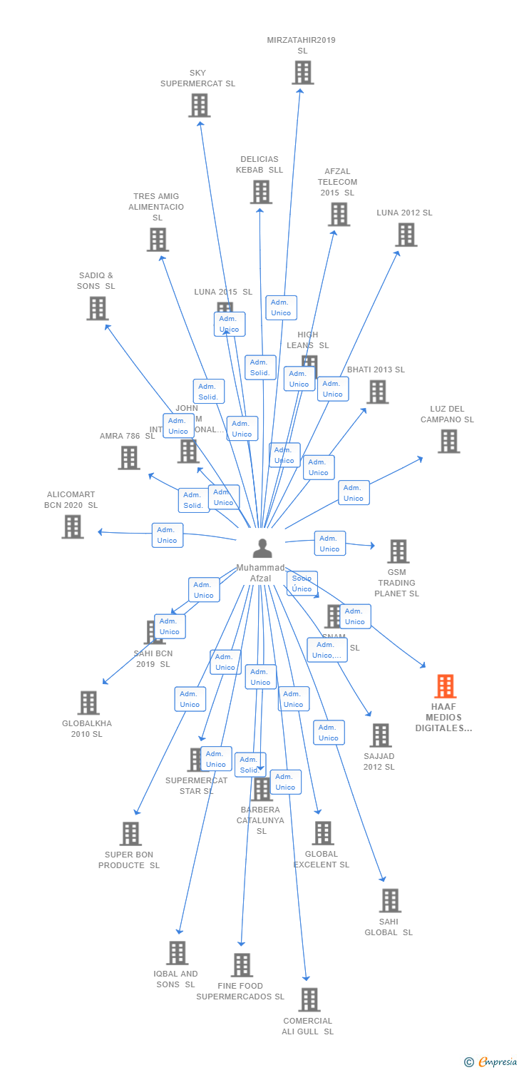 Vinculaciones societarias de HAAF MEDIOS DIGITALES SL