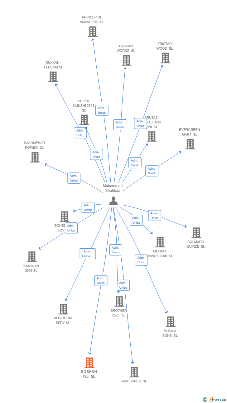 Vinculaciones societarias de ROSHAN 786 SL