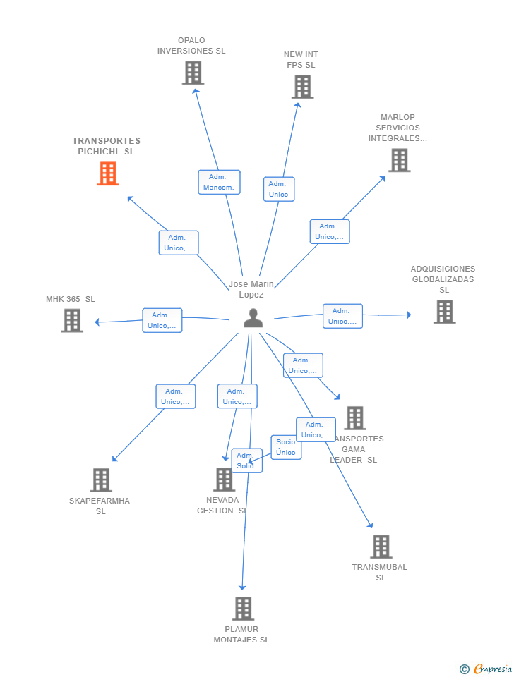 Vinculaciones societarias de TRANSPORTES PICHICHI SL