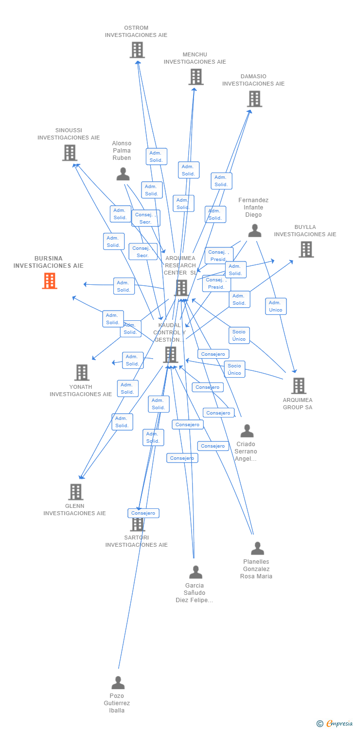 Vinculaciones societarias de BURSINA INVESTIGACIONES AIE (EXTINGUIDA)