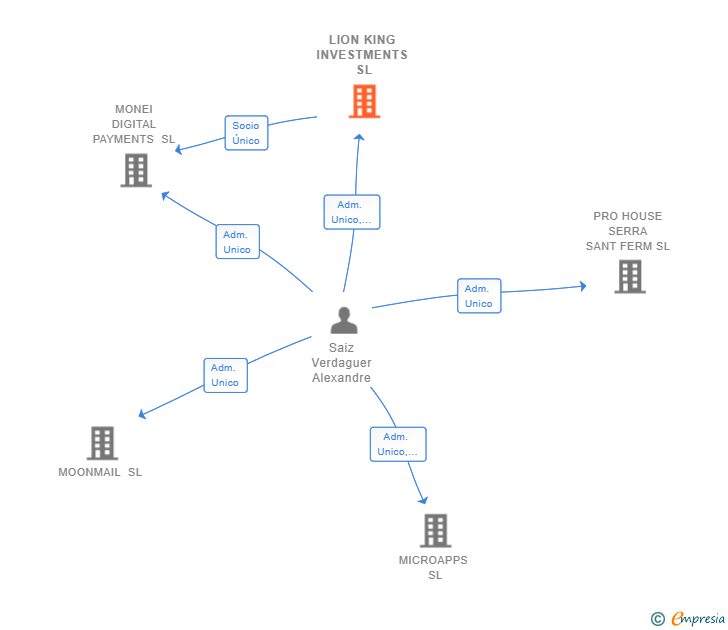 Vinculaciones societarias de LION KING INVESTMENTS SL