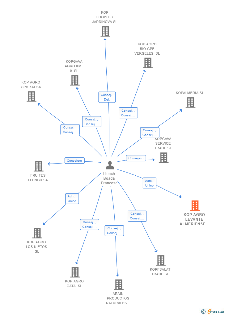 Vinculaciones societarias de KOP AGRO LEVANTE ALMERIENSE SL
