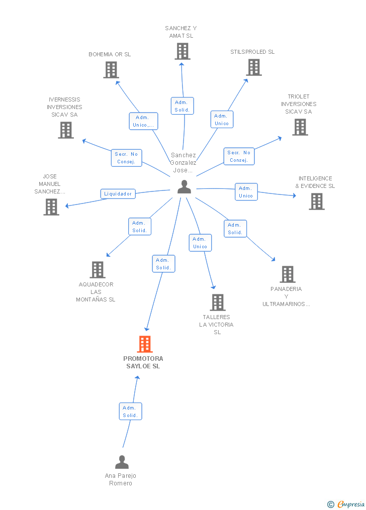 Vinculaciones societarias de PROMOTORA SAYLOE SL