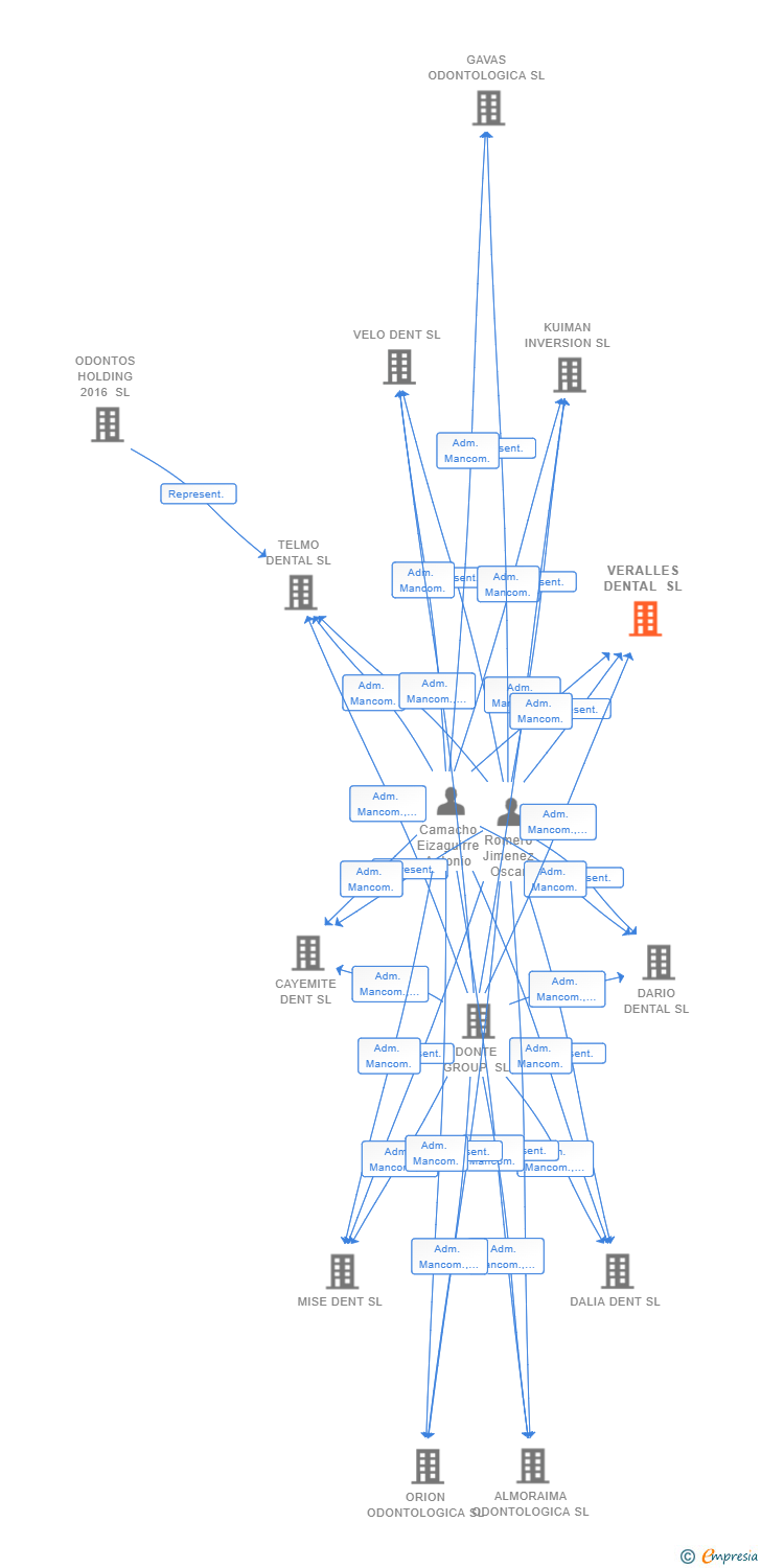 Vinculaciones societarias de VERALLES DENTAL SL