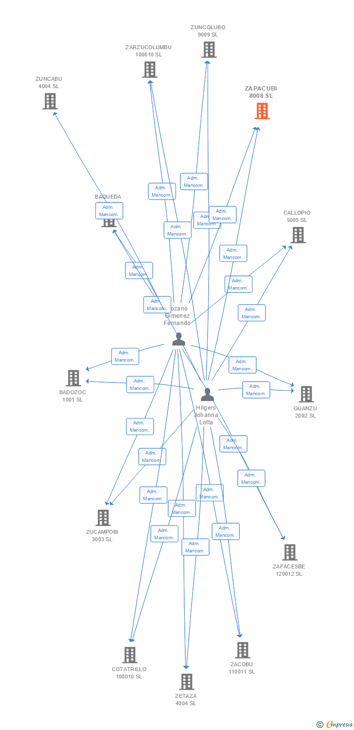 Vinculaciones societarias de ZAPACUBI 8008 SL