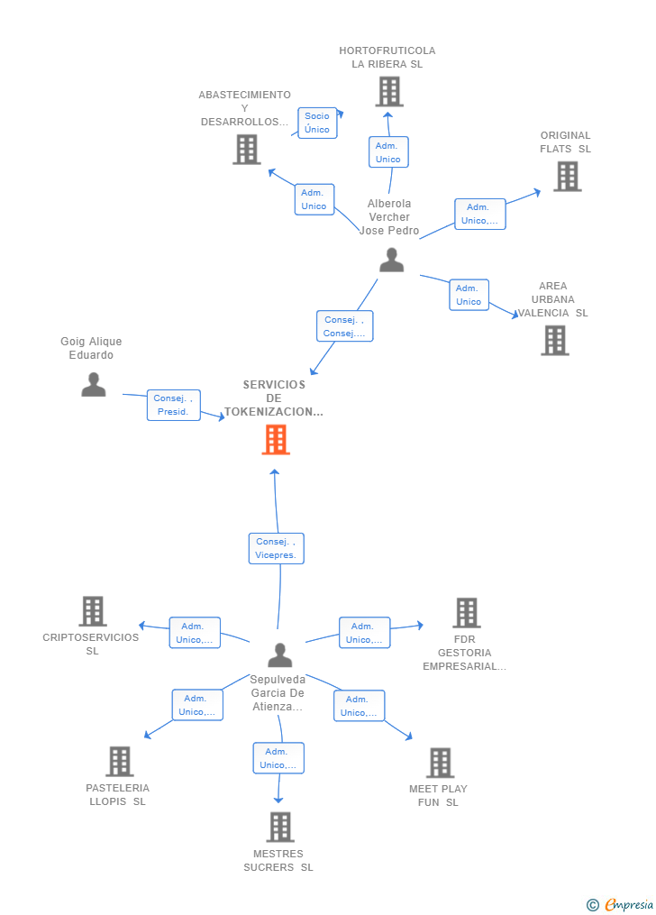 Vinculaciones societarias de SERVICIOS DE TOKENIZACION SL