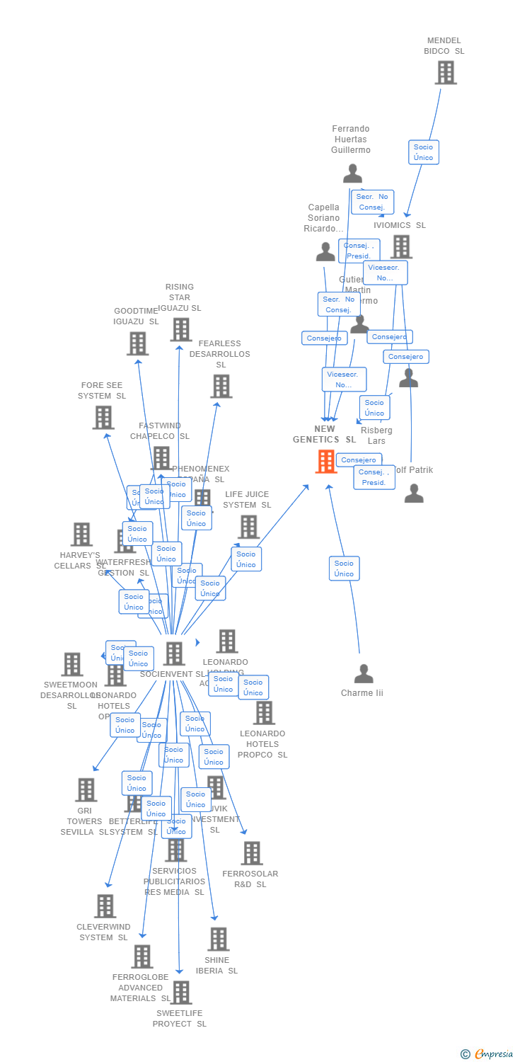 Vinculaciones societarias de NEW GENETICS SL (EXTINGUIDA)