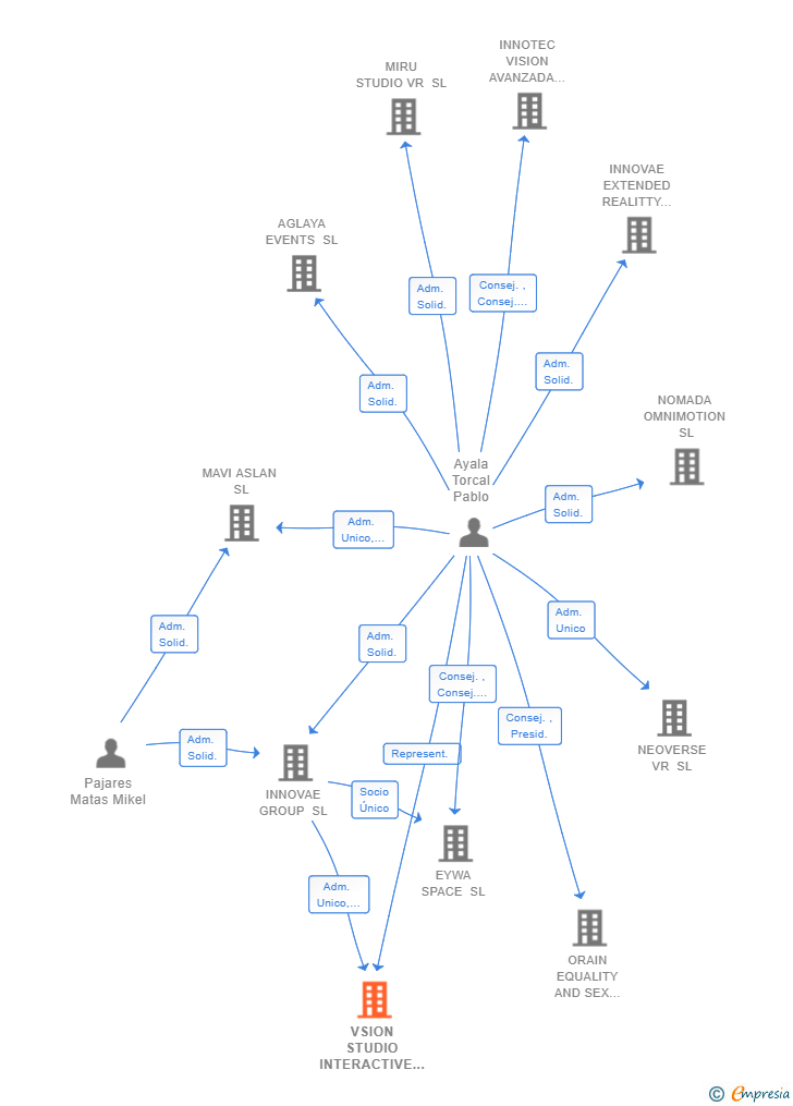 Vinculaciones societarias de VSION STUDIO INTERACTIVE SL