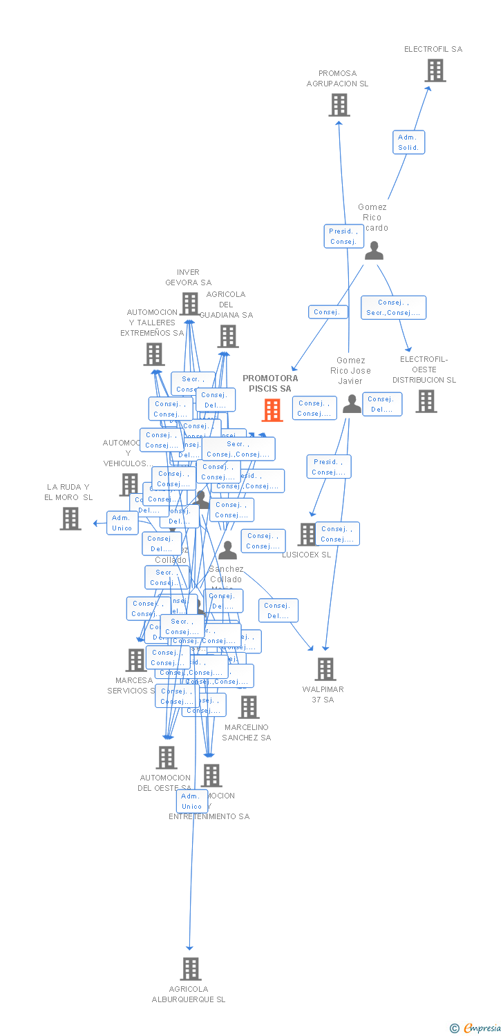 Vinculaciones societarias de PROMOTORA PISCIS SA