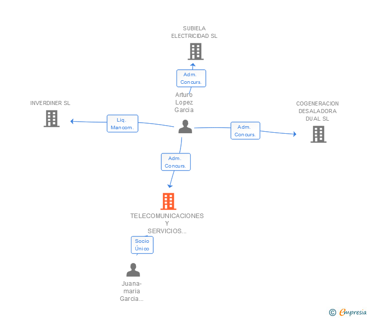 Vinculaciones societarias de TELECOMUNICACIONES Y SERVICIOS GARCIA-SUBIELA Y ASOCIADOS SL