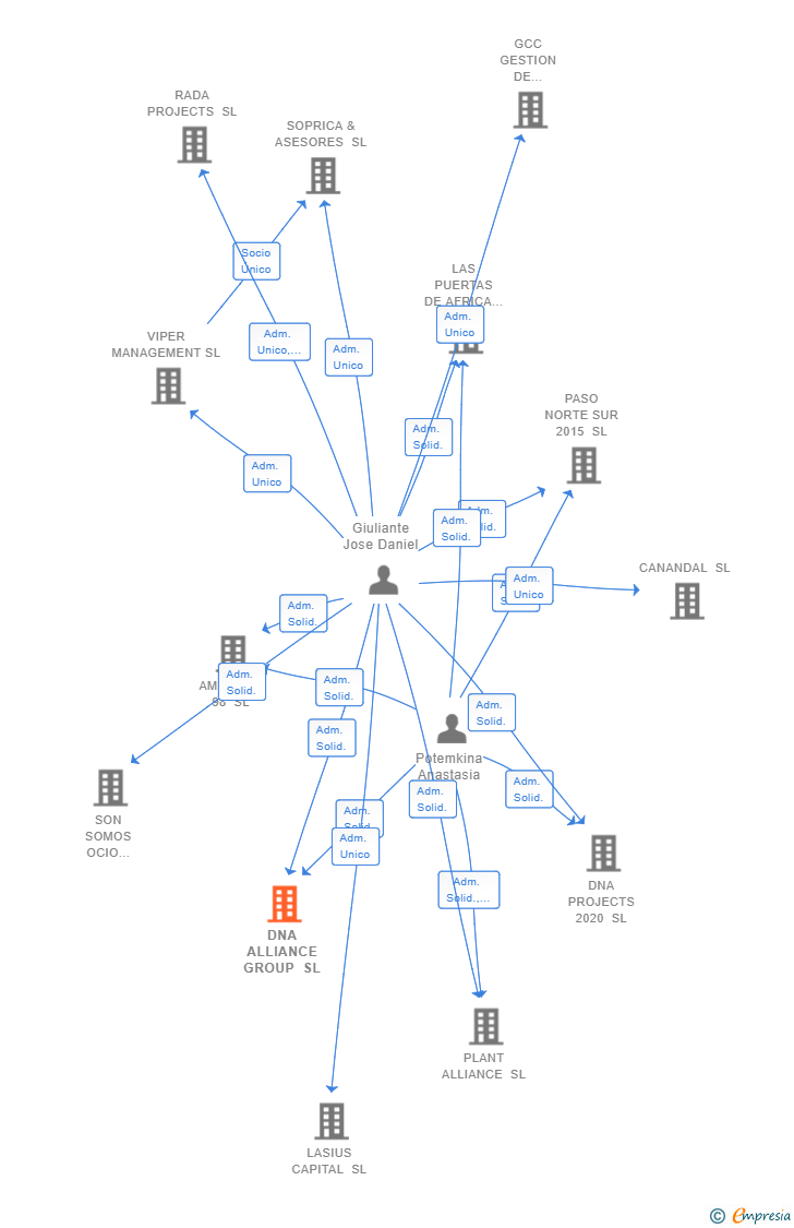 Vinculaciones societarias de DNA ALLIANCE GROUP SL