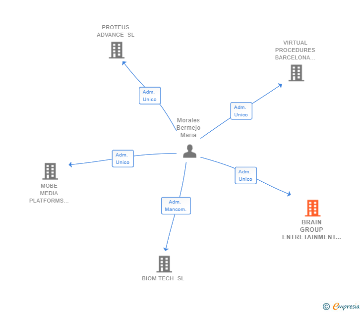 Vinculaciones societarias de BRAIN GROUP ENTRETAINMENT SL