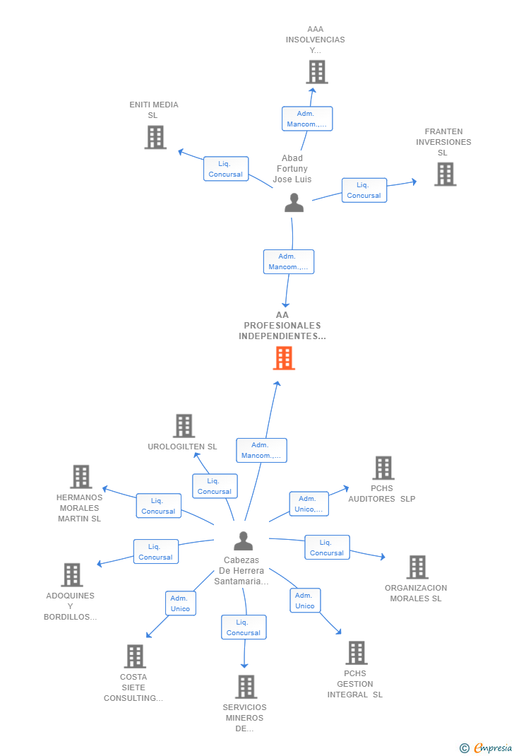 Vinculaciones societarias de AA PROFESIONALES INDEPENDIENTES CONCURSALES SLP