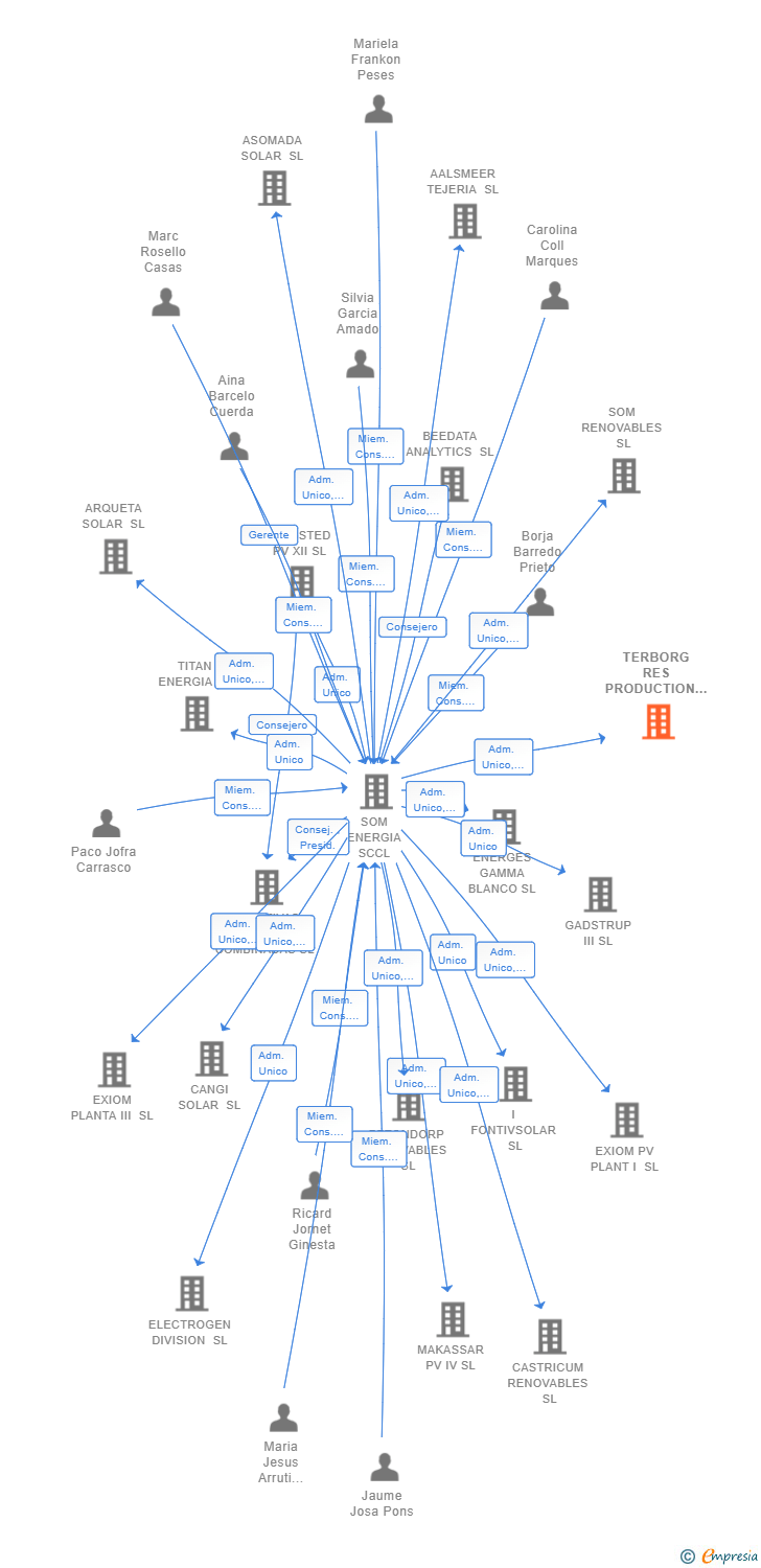 Vinculaciones societarias de TERBORG RES PRODUCTION SL