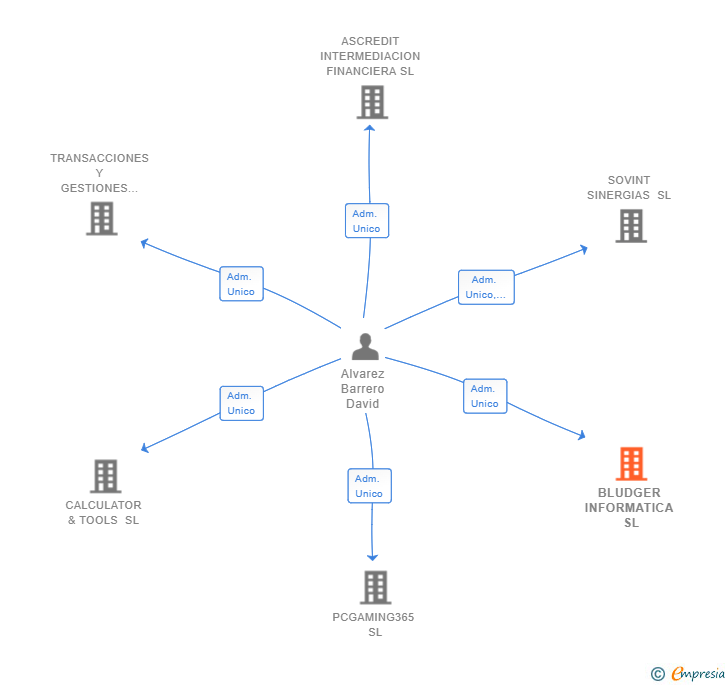 Vinculaciones societarias de BLUDGER INFORMATICA SL