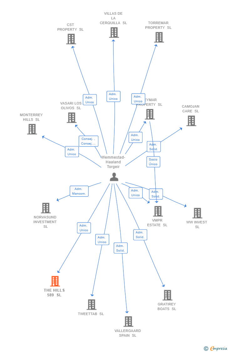 Vinculaciones societarias de THE HILLS 589 SL