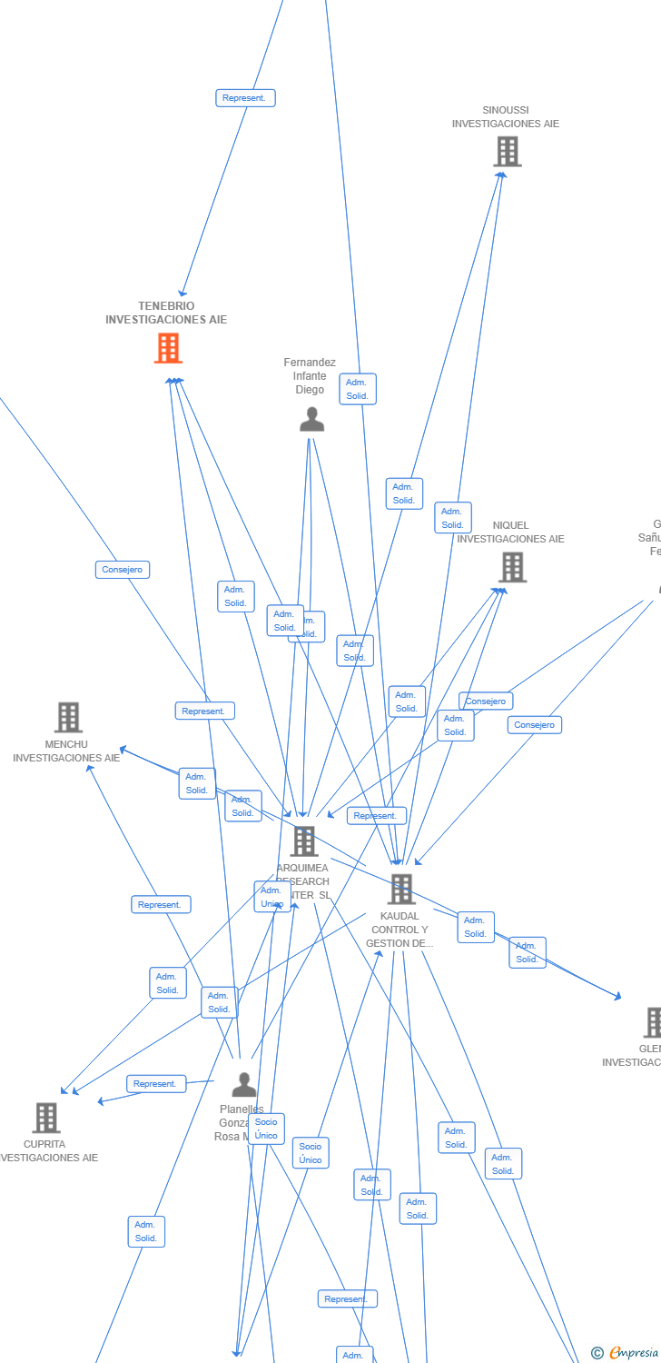 Vinculaciones societarias de TENEBRIO INVESTIGACIONES AIE