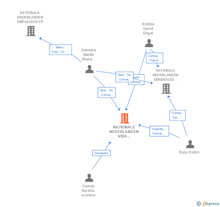 Vinculaciones societarias de NATIONALE NEDERLANDEN VIDA COMPAÑIA DE SEGUROS Y REASEGUROS SAE