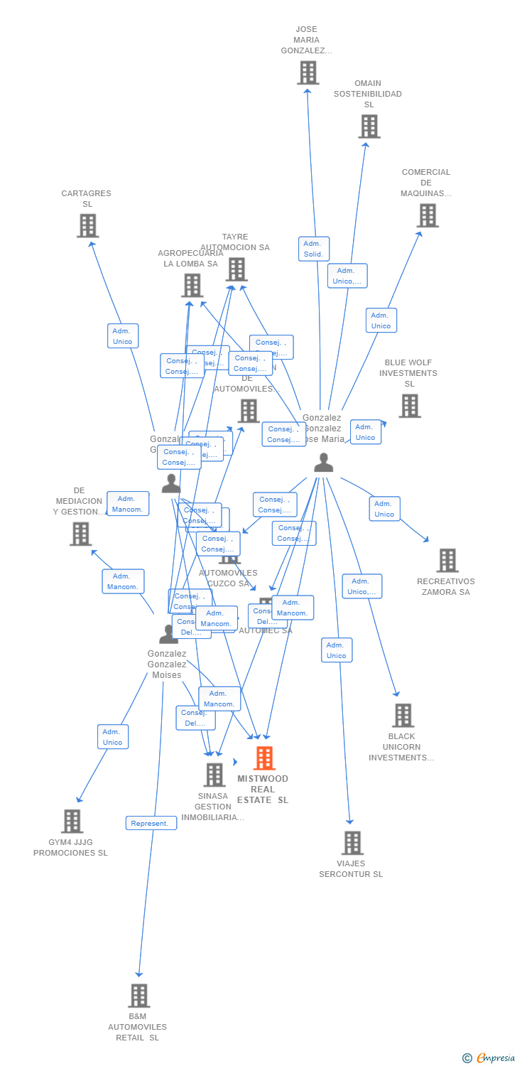 Vinculaciones societarias de MISTWOOD REAL ESTATE SL (EXTINGUIDA)