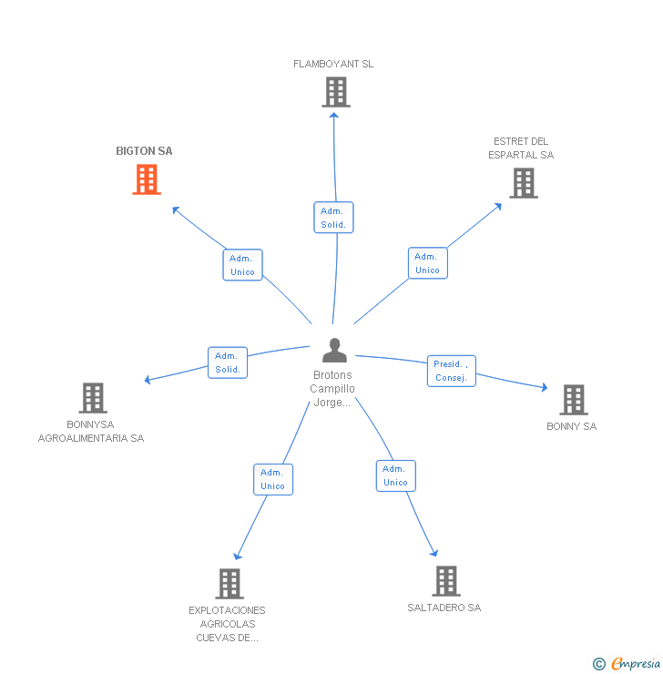 Vinculaciones societarias de BIGTON SL