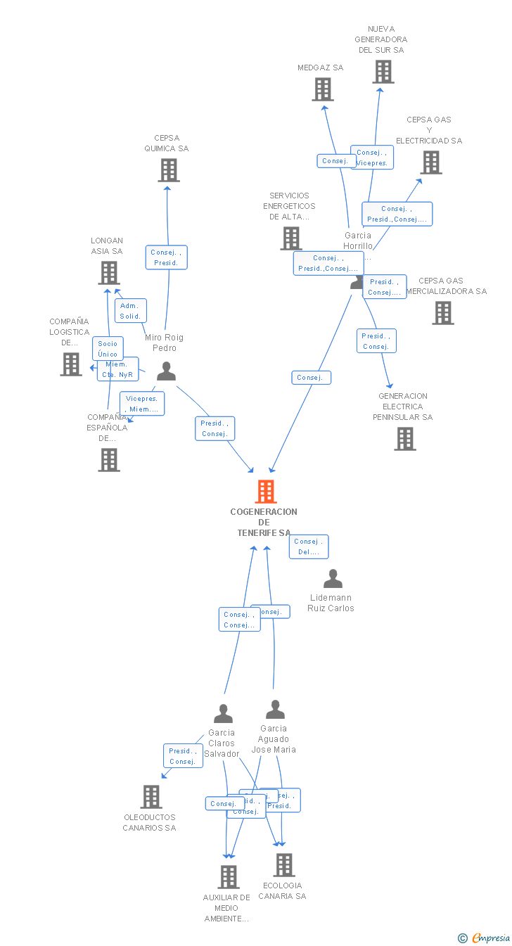 Vinculaciones societarias de COGENERACION DE TENERIFE SA