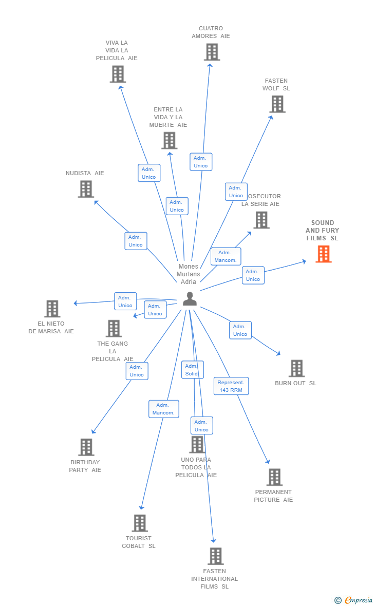 Vinculaciones societarias de SOUND AND FURY FILMS SL