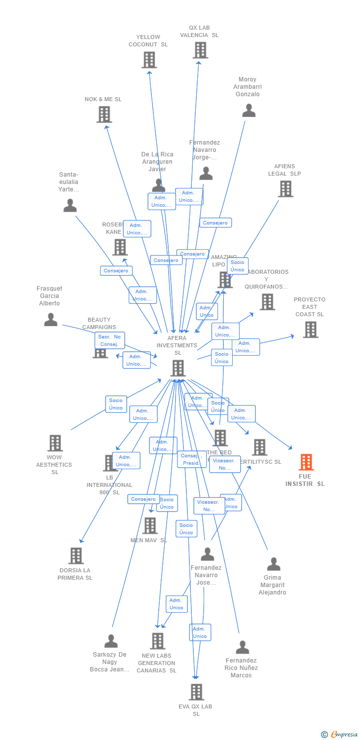 Vinculaciones societarias de FUE INSISTIR SL
