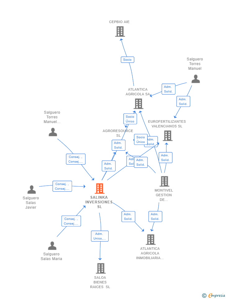 Vinculaciones societarias de SALINKA INVERSIONES SL