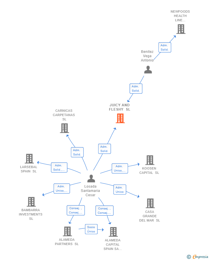 Vinculaciones societarias de JUICY AND FLESHY SL