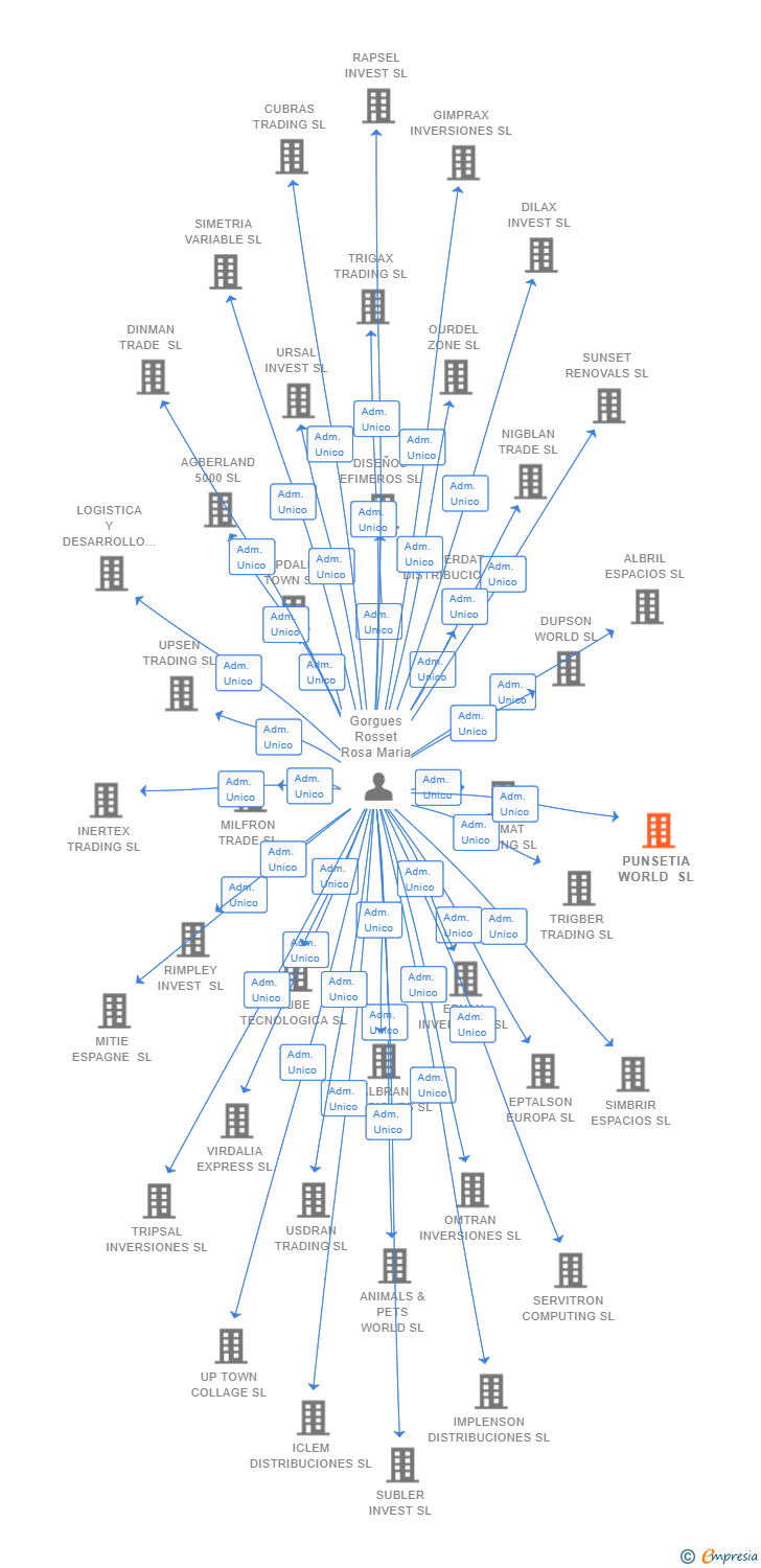 Vinculaciones societarias de PUNSETIA WORLD SL