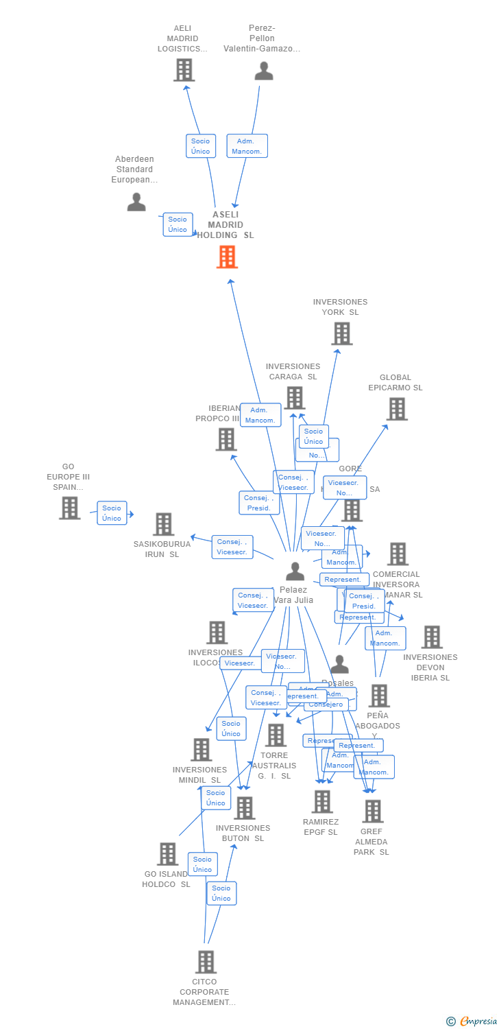 Vinculaciones societarias de ASELI MADRID HOLDING SL