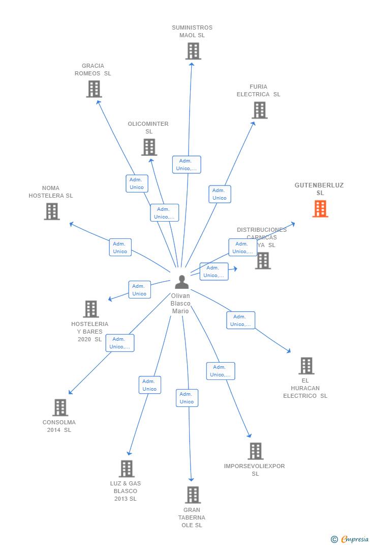 Vinculaciones societarias de GUTENBERLUZ SL