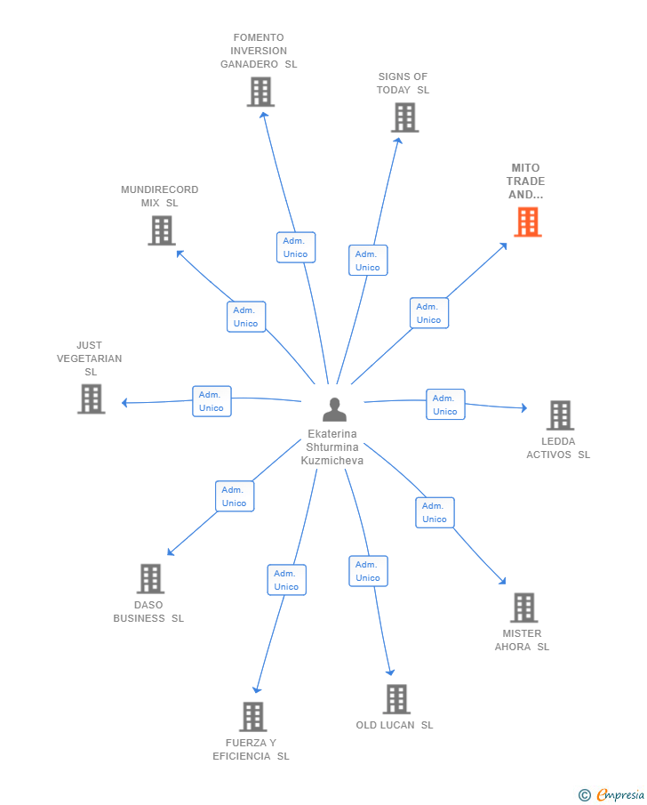 Vinculaciones societarias de MITO TRADE AND BUSINESS SL