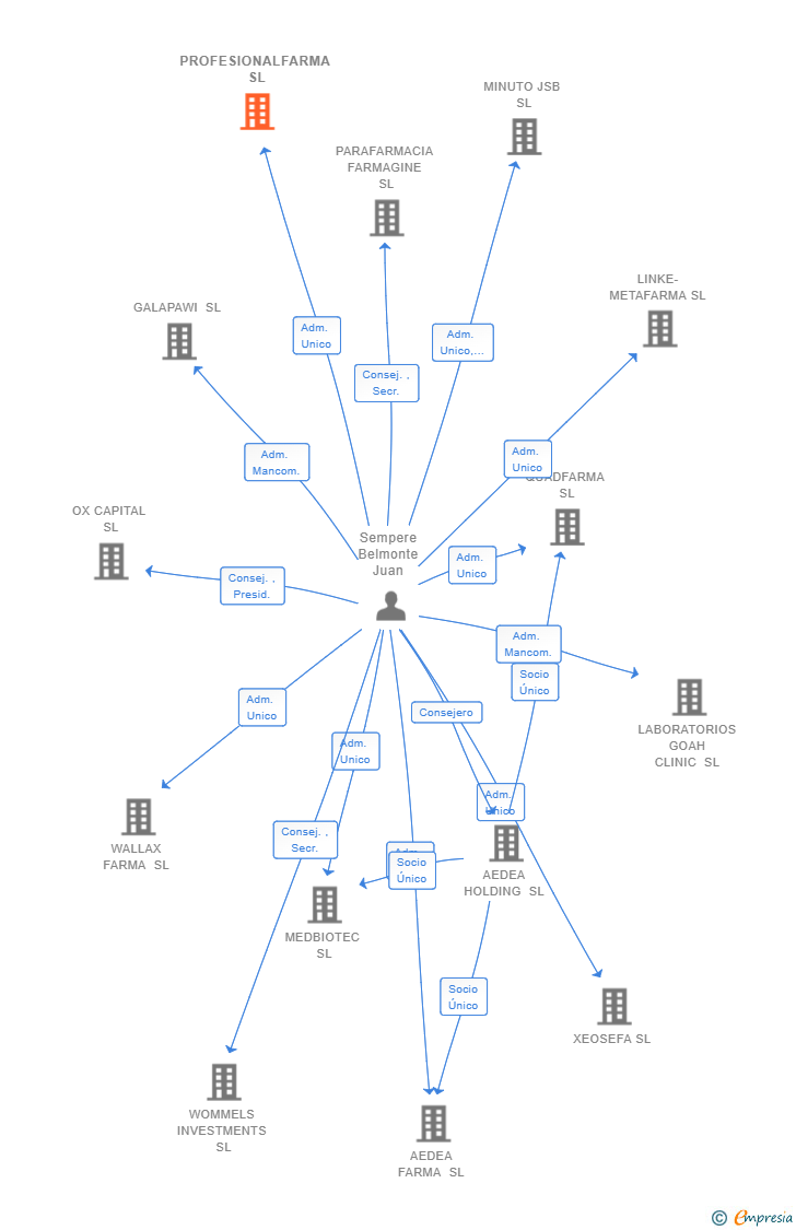 Vinculaciones societarias de PROFESIONALFARMA SL