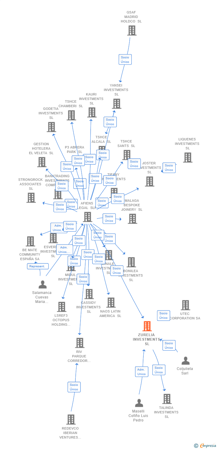 Vinculaciones societarias de ZURELIA INVESTMENTS SL