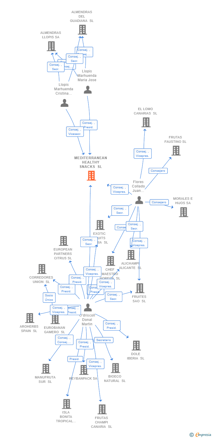 Vinculaciones societarias de MEDITERRANEAN HEALTHY SNACKS SL