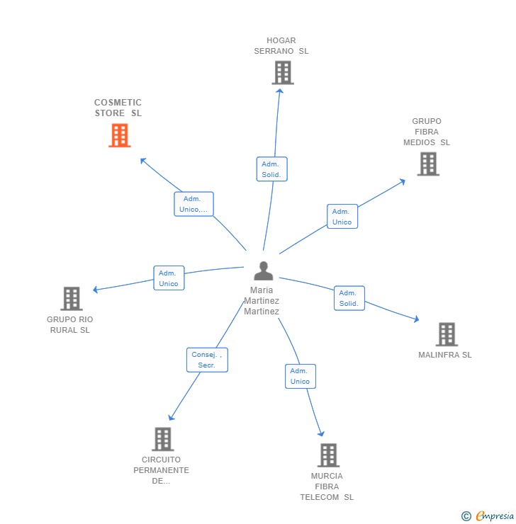 Vinculaciones societarias de COSMETIC STORE SL