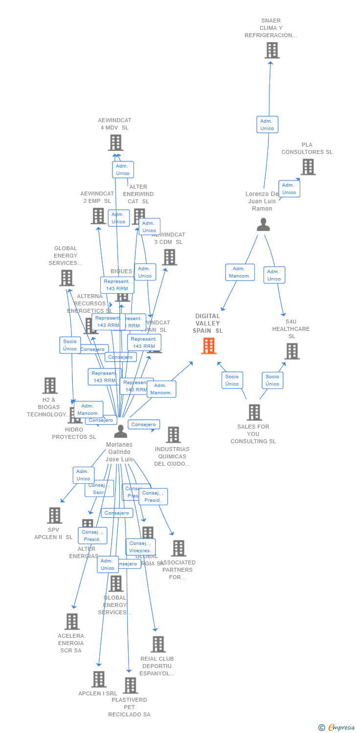 Vinculaciones societarias de DIGITAL VALLEY SPAIN SL