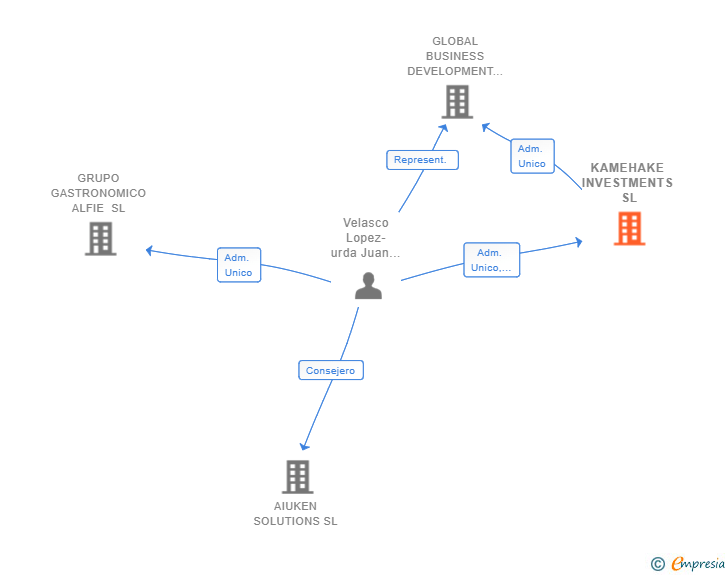 Vinculaciones societarias de KAMEHAKE INVESTMENTS SL