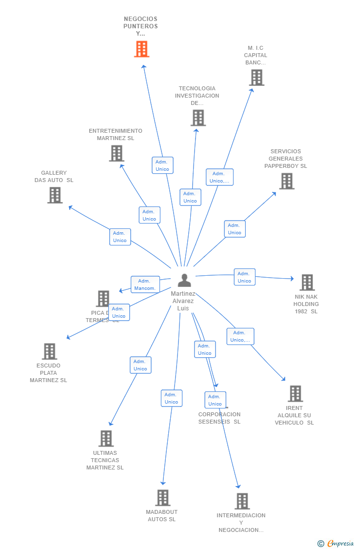 Vinculaciones societarias de NEGOCIOS PUNTEROS Y RAPIDOS SL