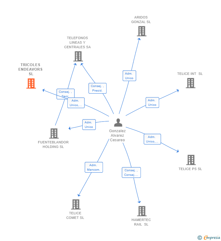 Vinculaciones societarias de TRICOLES ENDEAVORS SL