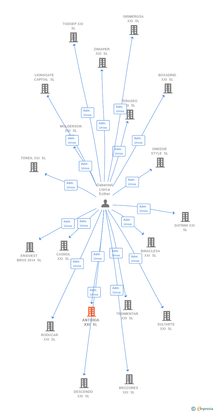 Vinculaciones societarias de ANTURIA XXI SL