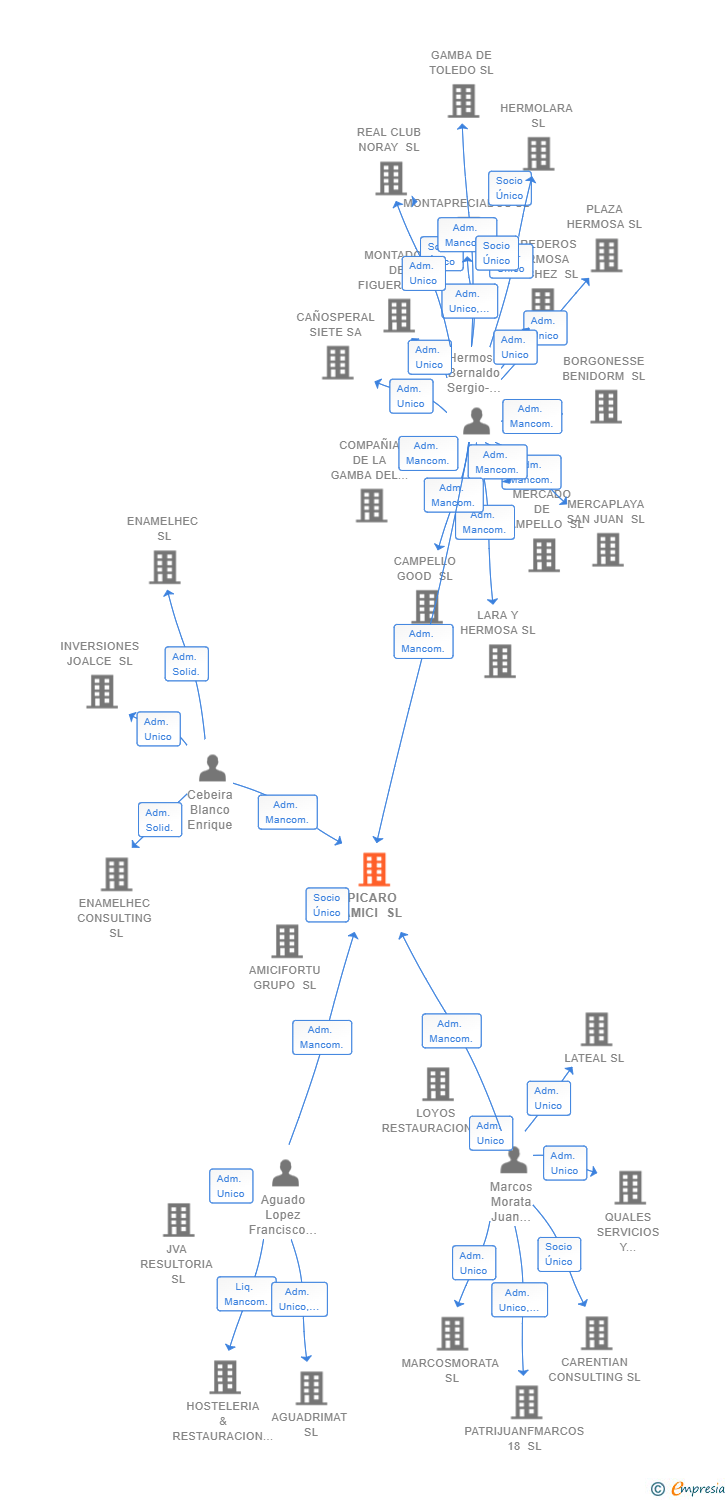 Vinculaciones societarias de PICARO AMICI SL