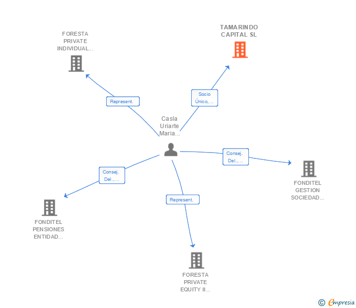 Vinculaciones societarias de TAMARINDO CAPITAL SL